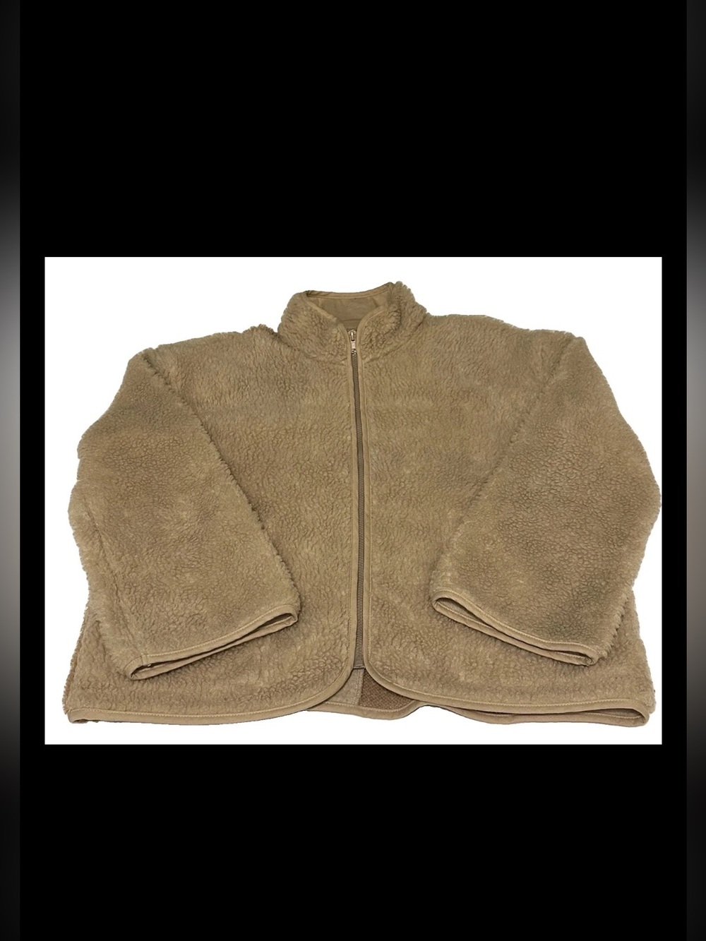 Gron Kulle Checkerboard Sherpa Fleece Jacket Tan Beige Size 1 XS/S